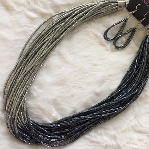 Silver and Hematite Beaded Statement Necklace Set